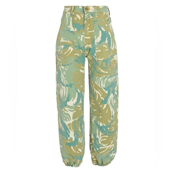 Mother The Wrapper Patch Ultra High Waist 31/L Green Tropical Camo Ankle Jogger - Picture 8 of 16